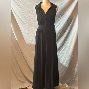 Calvin Klein Black Collared V-Neck Maxi Dress